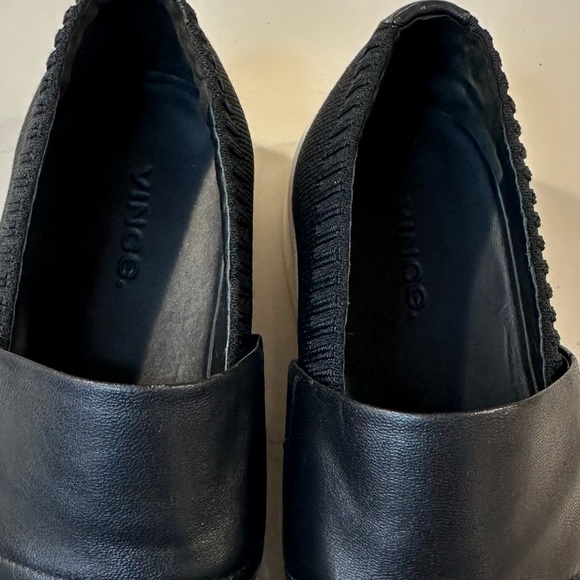 Vince Ward Shoes Black Knit Leather Platform Slip On Sneakers Loafer - Picture 9 of 14